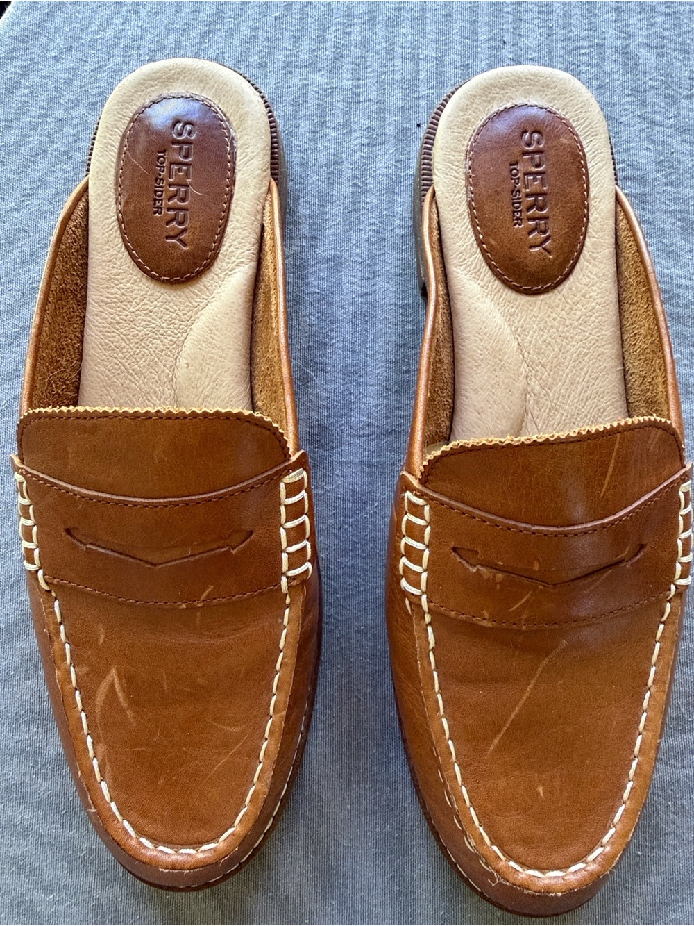 Sperry women’s  Tan Brown Leather Top Slider Loafers